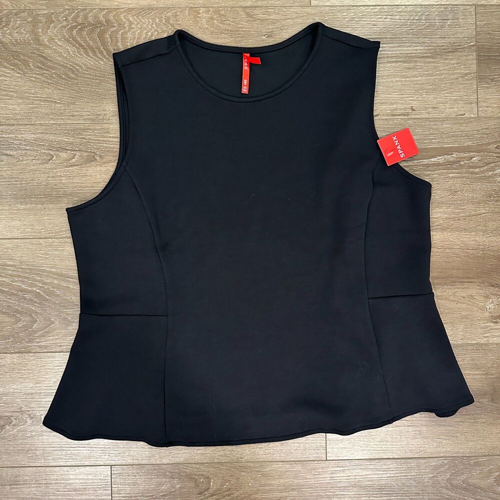 NEW Spanx AirLuxe Peplum Sleeveless Tank Top Very Black NWT 2X